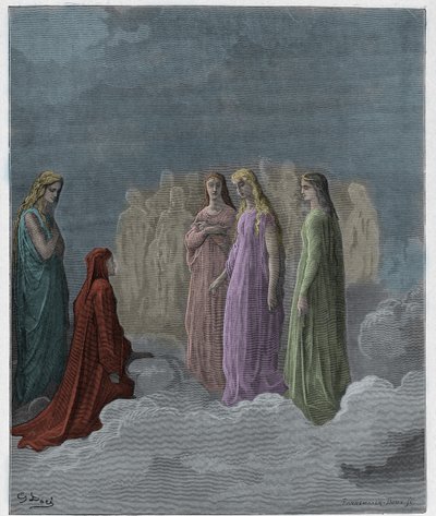 Paradiso, Canto 3: Het eerste rijk: Piccarda Donati en de zielen wiens geloften waren verbroken, illustratie uit De Goddelijke Komedie van Dante Alighieri, 1885 door Gustave after Dore